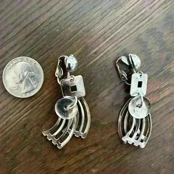 Boho Antique Silver Dangle Earrings - Silver Drop Earrings - Picture 2 of 2